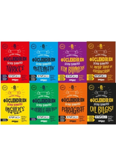 Ankara Yayınları 8.sınıf 8'li Soru Bankası Seti Mat,fen,türkçe,sos,ıng,din,parg,dil Blg