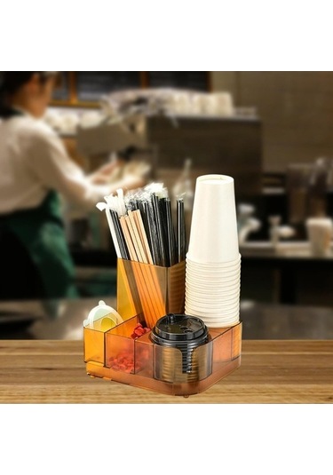 Pazly Suntek Kahve Barı Çeşni Rafı Çay Poşetleri Ve Süt Dükkanı Turuncu Turuncu