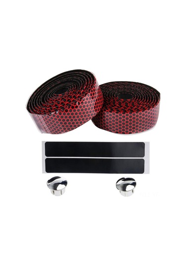 Yifomall Bisiklet Direksiyon Bandı - Silikonlu, Kaymazsız, Amortisörlü - Dağ Ve Yol Bisikletleri İçin - Kırmızı, 2 Adet, Uç Tıkanıklı