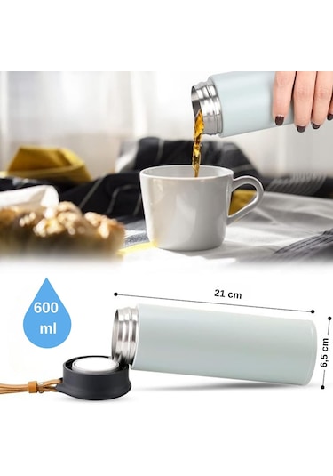 600 Ml Paslanmaz Çelik Termos, Çift Katmanlı, Sızdırmaz Kapaklı Mint