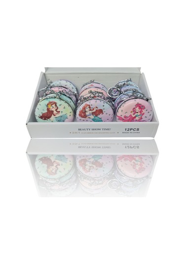 Gigi Panda Anahtarlıklı Taşlı Deniz Kızı Desenli Katlanır Makyaj Aynası