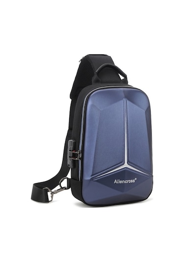 Agoodshop Büyük Kapsiteli Şarj Girişli Su Geçirmez Çapraz Askılı Omuz Çantası - Mavi Lacivert