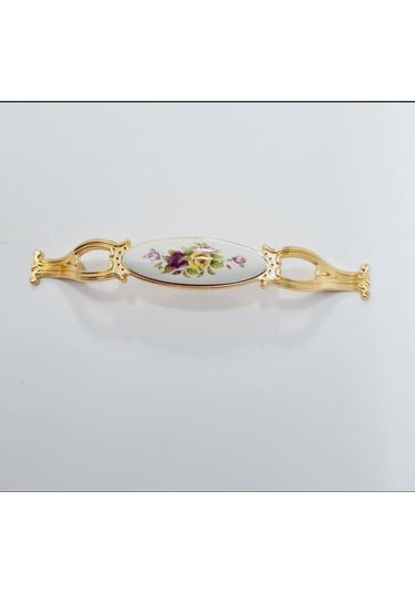 Zümre 128 Mm Metal Gold Kasa Beyaz Sarı Çiçek Desenli / 5 Adet Altın