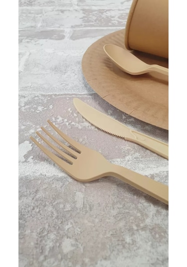 Klık-pıknık 50 Adet Petek Zemaçlı Tek Kullanımlık Çatal Krem Rengi 183786453 100 adet