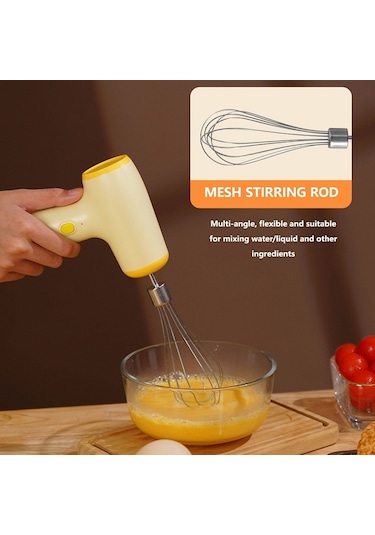 Cbtx Kablosuz Mini El Tipi Çok Fonksiyonlu Elektrikli Karıştırma Mikseri, Renk: Çift Çubuk Bej 5 Vites Çok Renkli