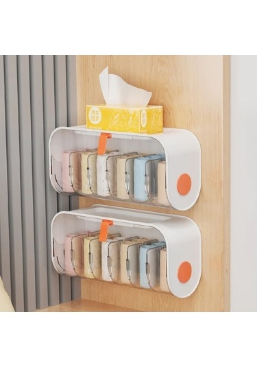 Wondernest Şeffaf Saklama Organizatörü Montajlı Çekmeceli Kutu Gardırop Duvar Düzenleyici Mavi