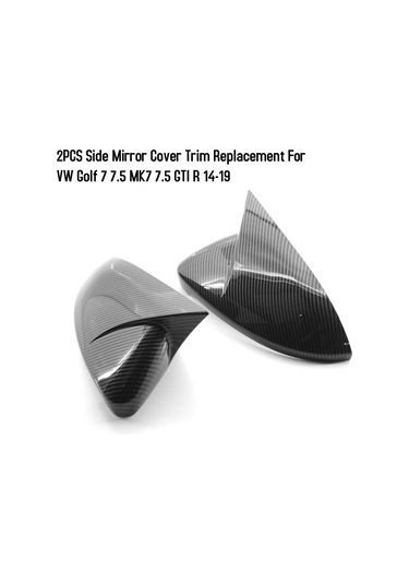 Wezone Vw Golf 7 2014-2019 Yapışkanlı Karbon Fiber Yan Ayna Kapakları - Siyah Parlak