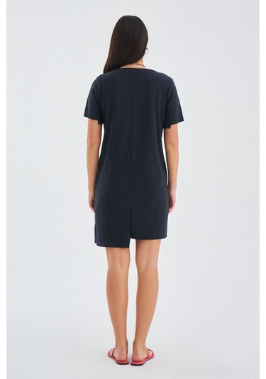 Peraluna Ince Yazlık Pamuklu Kadın Triko Elbise Antrasit Antrasit