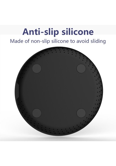 Q18 Yuvarlak Şekil Kablosuz Şarj Cihazı 15w Hızlı Şarj Masaüstü Şarj Pedi - Siyah Siyah