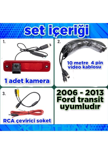 2006-2013 Arası Ford Transit Fren Lambası Arka Görüş Kamerası 12v
