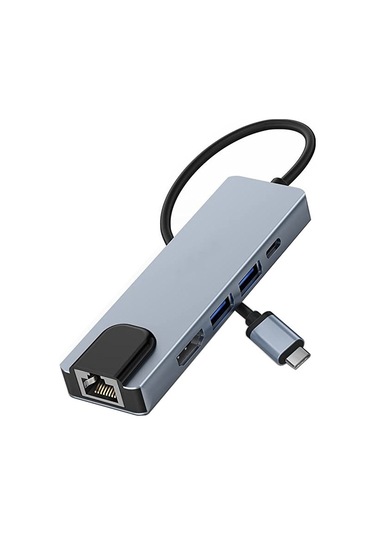 Reedark Gri Usb-c 5-in-1 Hub: Hdmı 3.0, Gigabit Ethernet Ve Usb Çevirici - Dizüstü Bilgisayar Genişletici