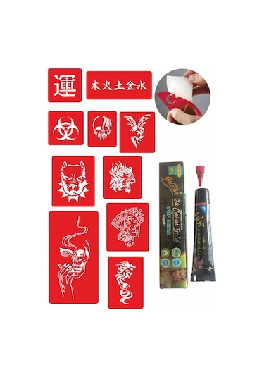 3M Favori Tasarımlar Kınayla Geçici Dövme Kampanya Seti 1 Tüp Kına 10 Desen Siyah