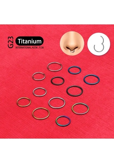 Flybuy Vücut Titanyum Septum Piercing Küpe Kadın Hoop Halkası G23 Cm-gümüş Burun 3 20g/0.8mm 1.6x10mm 1.50 Ge Gümüş