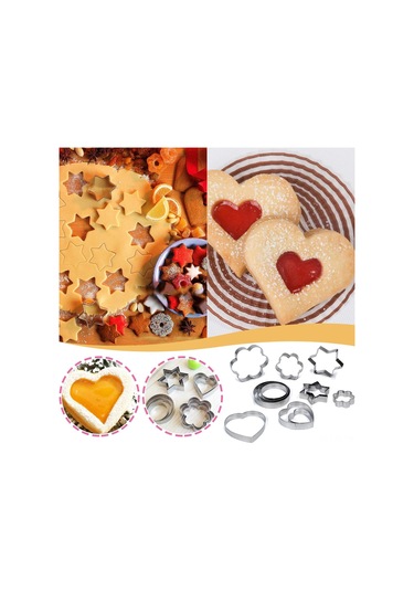 Hombey 12'li Paslanmaz Çelik Pasta Kurabiye Kalıbı - Dıy Fırın Aletleri, Çeşitli Boyutlar, Yeniden Kullanılabilir, Dayanıklı Gümüş