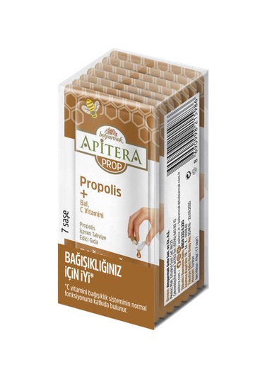 Apitera Prop Doğal Bal, C Vitamini Ve 175 Mg Propolis İçeren Takviye Edici 7 Li Saşe