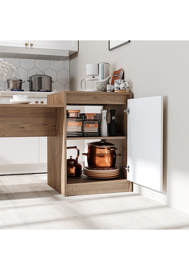 Milano Bar Masası Dolaplı Yüksek Mutfak Yemek Masası , Ada