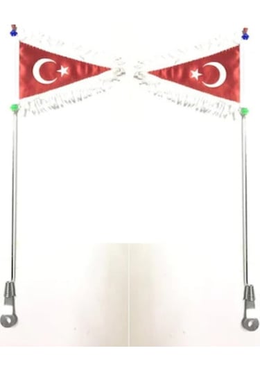 2 Adet Motosiklet Bayrak Direği Dantelli Türk Bayrağı Ile Siyah