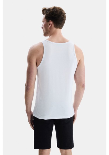 Ucla Pebble Beyaz Sıfır Kol Baskılı Oversize Erkek Tshirt Beyaz