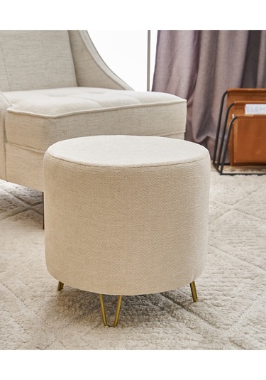 Favora Asmara Metal Ayaklı Puf - Krem Antrasit