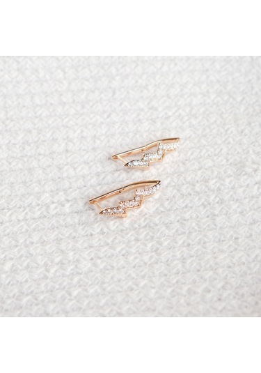 Kadın Kararmaz Çelik Lüks Takı Zirkon Taşlı Şimşek Küpe