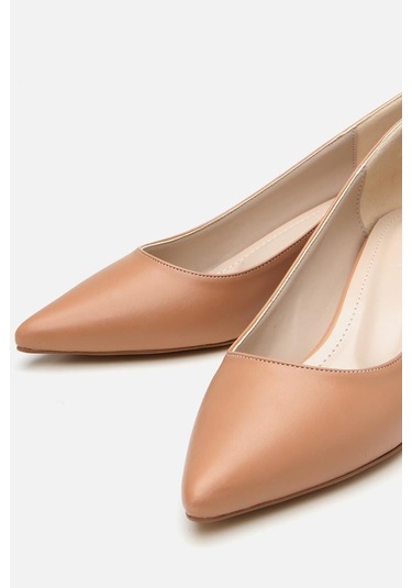 Kadın Bej Kısa Topuklu Stiletto Bej