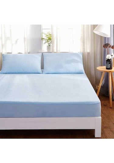 Novahub Simmons Otel Çarşaf, Mavi Rahat Yatak Havlu, Tpu Su Geçirmez, Anti-mite, 200x220cm, Polyester Pamuk, Full Elastic Mavi