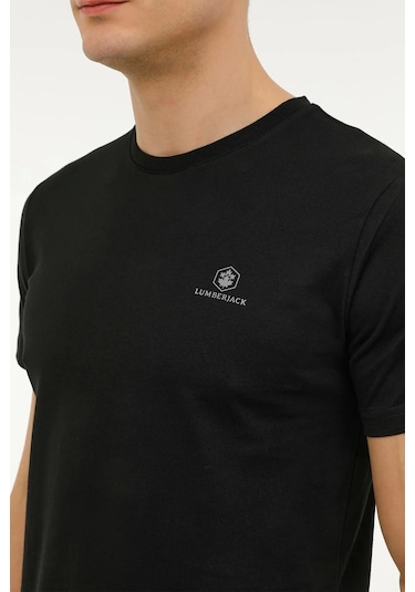Lumberjack Ct102 0 Yaka Erkek Tshirt Siyah