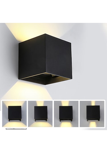 Skycity 12w Ip65 Su Geçirmez Dışarıdaki Duvar Lambası, Aydınlatmayı Ayarlayabilir, Alüminyum Gövde, Sıcak Beyaz Işık, Kare Desen, Ac85-265v Siyah