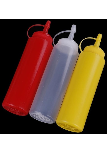 Sarı Mutfak Plastik Salata Sıkma Şişesi 8 Oz Sos Sirke Yağı Ketçap Aracı İçin