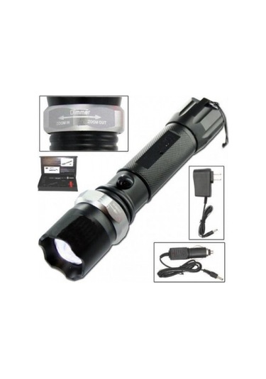 Büro Ev Ofis Yazlık İçin Şarjlı Lamba Zoomlu Işıklı El Feneri Gri