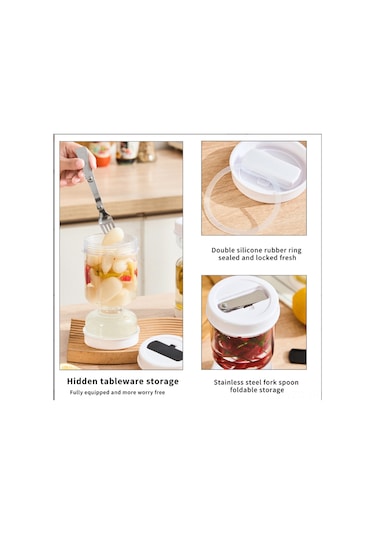 Yuntech01 Beyaz Plastik 800ml Mutfak Tuzluk Kavanozu, İki Kullanımlı Islak-kuru Ayırıcı, Görünür Kapaklı, Katlanabilir Çatalı, Lezzetli Taze Tuzluklar İçin Beyaz