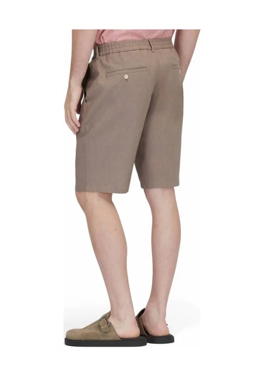 Koyu Vizon Dokuma Jogging Fit Casual Pamuk Karışımlı Bermuda Vizon