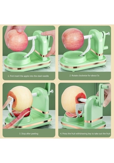 Fastbuy Yeşil Elma Soyucu, Döner Meyve Soyucu, Elma Dilimleme Makinesi, Mutfak Aletleri, Açık Yeşil Açık Yeşil