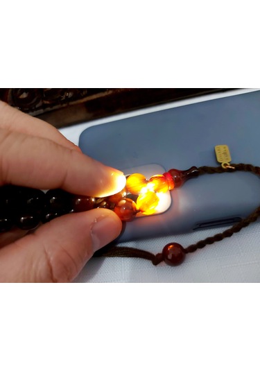 Omari Usta Havşalı Küre Kesim Hareli Sıkma Kehrbar Tesbih 9.5x9.5