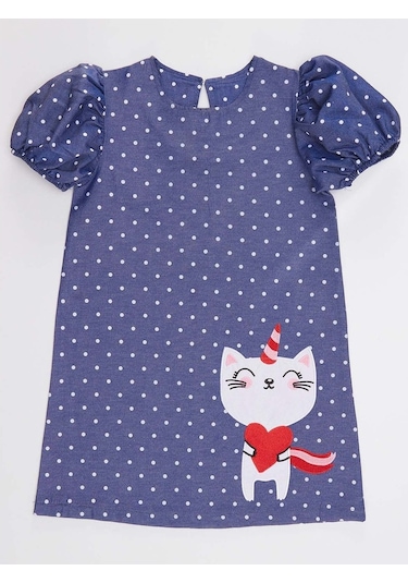 Denokids Kedicorn Kız Elbise Lacivert