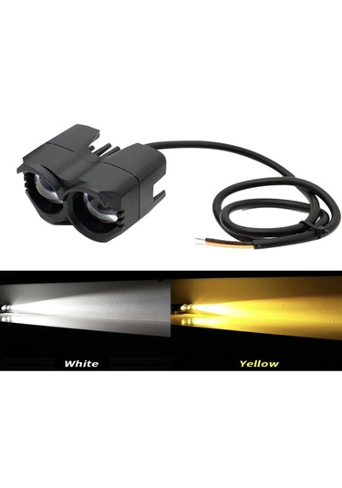 Point Motosiklet Sis Farı Metal Kasa Baykuş Model Delici Beyaz Sarı Çift Renk 12-80 Volt 1 Adet