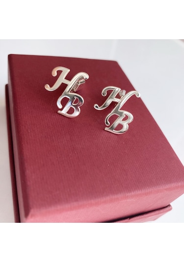 Kişiye Özel Harf Tasarımlı Gümüş Kol Düğmesi Erkek Aksesuar
