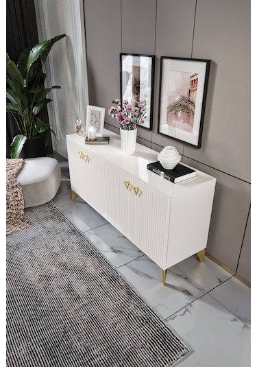 ZEUGMA KONSOL MDF MEBRAN KAPAK EKRU GOLD