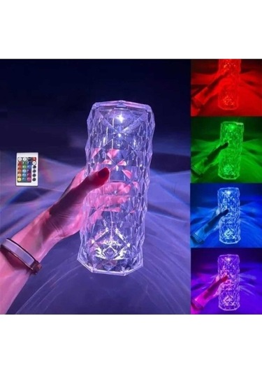 Kristal Led Masa Üstü Lamba 16 Renk Uzaktan Kumandalı Dokunmatik Diğer