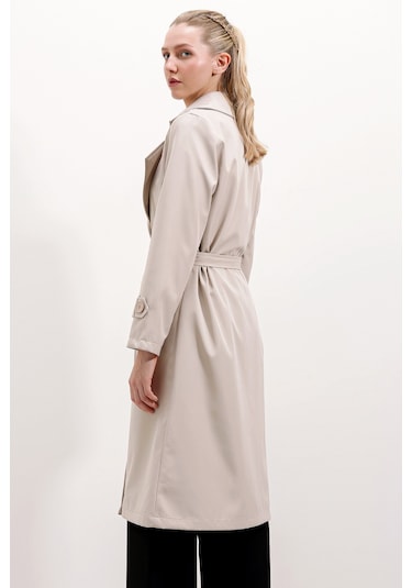 5918 Kruvaze Yaka Trençkot - Bej 5918bgd19-016-14421 001