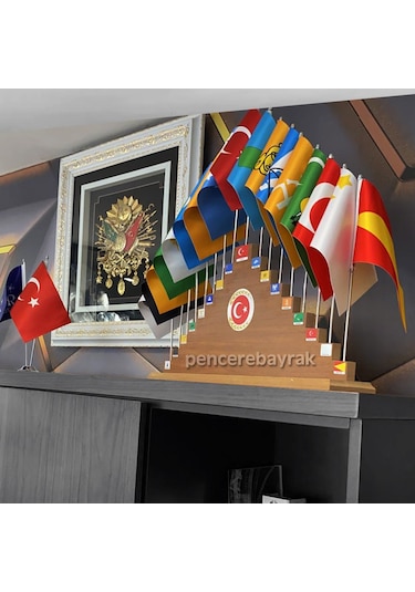 17 Türk Devleti Bayrakları Masa Bayrak Seti