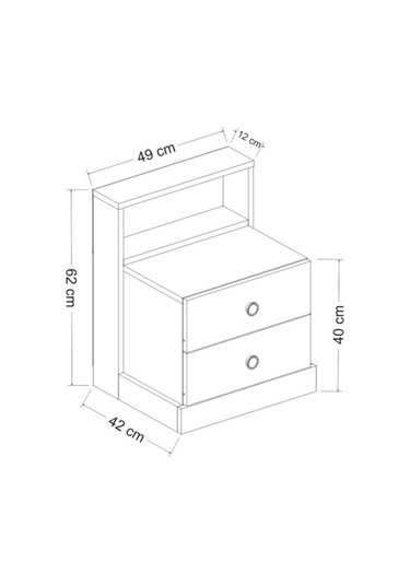 Life Komodin Beyaz - Antrasit Beyaz-antrasit