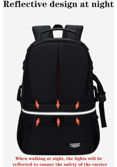 Sones Büyük Kapasiteli Su Geçirmez Sırt Çantası Seyahat Omuzları Kamera Çantaları Siyah Izgara İç Kırmızı