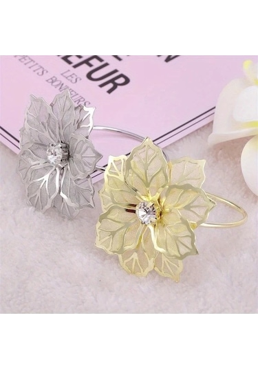 Trendooze Gaojunshop01 2 Adet Gümüş-bronz Peçete Halkası, Düğün Dekoru Pul Çiçek Gümüş