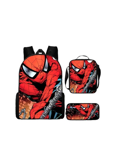 Örümcek Adam Yeni Sırt Çantası Büyük Kapasiteli Öğrenci Kişilik Okul Çantası Üç Parça Seti Stil 12