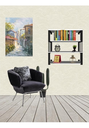 Rafburada Rafburada® 4 Raflı Dekoratif Ahşap Kitaplık.