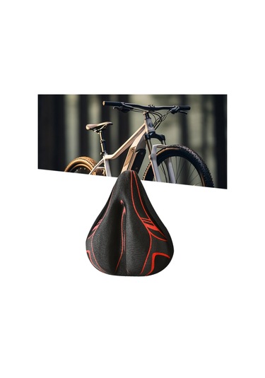 Suntek Bisiklet Sele Minderi Yumuşak Geniş Yol Bisikletleri Siyah Kırmızı