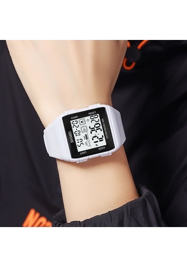 Yingfu 1960 Paslanmaz Çelik Siyah Altın Erkek Kol Saati - Silikon Kayış Beyaz