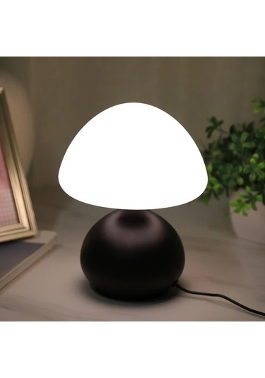 Willowhaven 1pc Simple Retro Siyah Top Mantar Masa Lambası, Usb Bağlantı, 3 Renk, Kısılabilir, Yatak Odası Ve Çalışma Odası Işık Füme