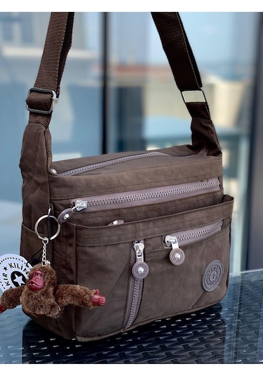 Kadın Klinkır Postacı Çanta Çok Cepli Çapraz Kahverengi